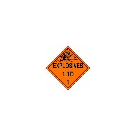 Accuform DOT PLACARD HAZARD CLASS 1 MPL14FV25 MPL14FV25
